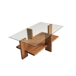 Hanah Home Babylon Mesa de centro de cristal templado y madera